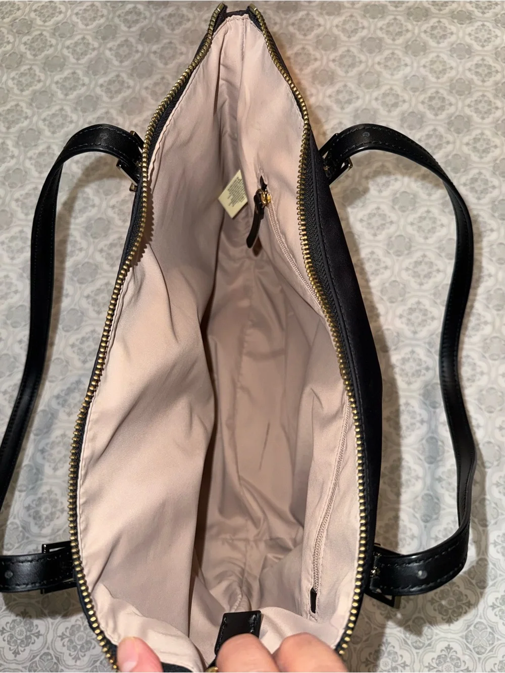kate spade Black Floral Velvet-Print Tote